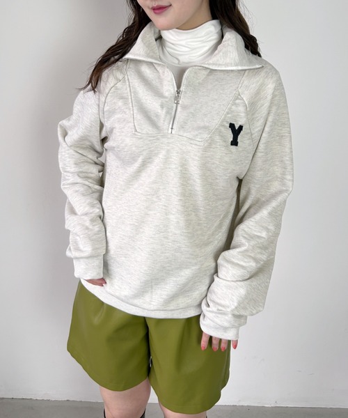 CLEA（クレア）の「アルファベット刺繍ハーフジップスウェット（スウェット・レディース・ネイビー/グレー・FREE）」の17枚目の写真