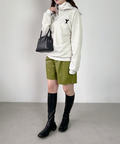 CLEA（クレア）の「アルファベット刺繍ハーフジップスウェット（スウェット・レディース・ネイビー/グレー・FREE）」の7枚目の写真