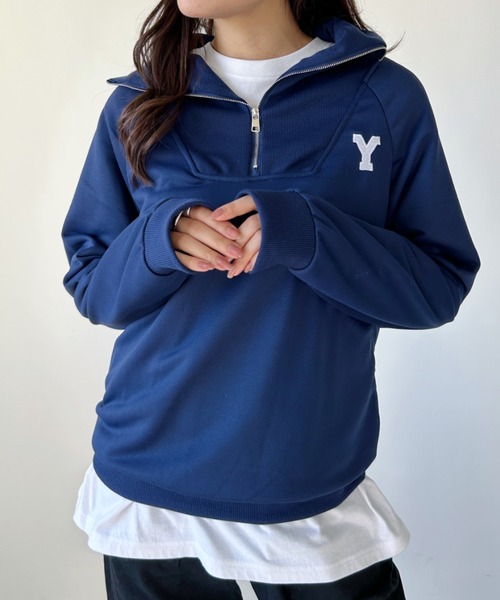 CLEA（クレア）の「アルファベット刺繍ハーフジップスウェット（スウェット・レディース・ネイビー/グレー・FREE）」の13枚目の写真