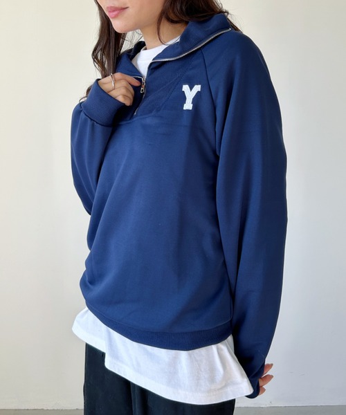 CLEA（クレア）の「アルファベット刺繍ハーフジップスウェット（スウェット・レディース・ネイビー/グレー・FREE）」の18枚目の写真