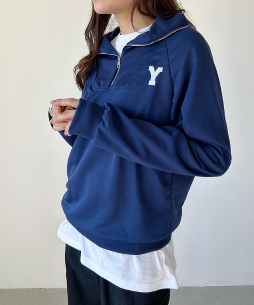 CLEA（クレア）の「アルファベット刺繍ハーフジップスウェット（スウェット・レディース・ネイビー/グレー・FREE）」の16枚目の写真