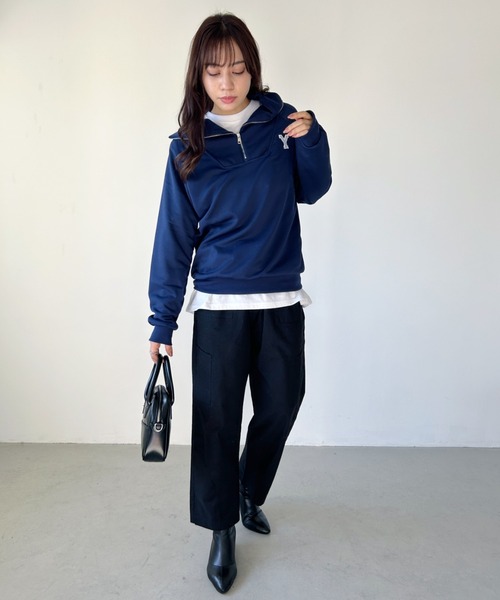 CLEA（クレア）の「アルファベット刺繍ハーフジップスウェット（スウェット・レディース・ネイビー/グレー・FREE）」の19枚目の写真