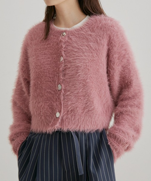 VIS（ビス）の「【前後2WAY】レトロ釦シャギーニットカーディガン（カーディガン/ボレロ・レディース・ブラック/ベージュ/ピンク系その他2・FREE）」の22枚目の写真