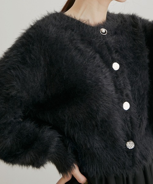 VIS（ビス）の「【前後2WAY】レトロ釦シャギーニットカーディガン（カーディガン/ボレロ・レディース・ブラック/ベージュ/ピンク系その他2・FREE）」の19枚目の写真