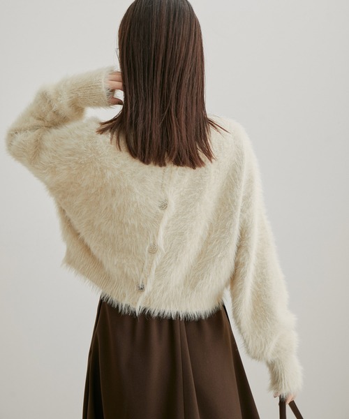 VIS（ビス）の「【前後2WAY】レトロ釦シャギーニットカーディガン（カーディガン/ボレロ・レディース・ブラック/ベージュ/ピンク系その他2・FREE）」の20枚目の写真