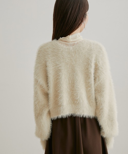 VIS（ビス）の「【前後2WAY】レトロ釦シャギーニットカーディガン（カーディガン/ボレロ・レディース・ブラック/ベージュ/ピンク系その他2・FREE）」の6枚目の写真