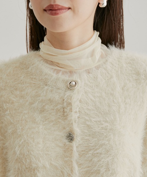 VIS（ビス）の「【前後2WAY】レトロ釦シャギーニットカーディガン（カーディガン/ボレロ・レディース・ブラック/ベージュ/ピンク系その他2・FREE）」の9枚目の写真