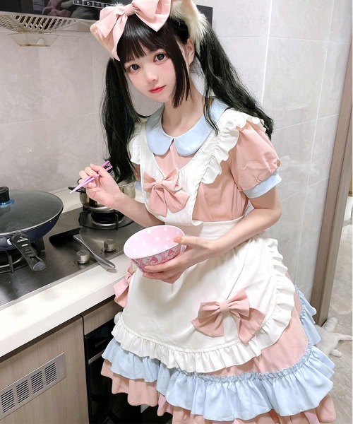 OSYAREVO(オシャレボ)の「コスプレ リボン×フリル メルヘンメイド服 レディース ホワイトデー 記念日(コスチューム/パーティーグッズ・レディース・ブラック/ブラウン/ピンク・SMALL/MEDIUM/LARGE/X-LARGE/XX-LARGE)」の13枚目の写真