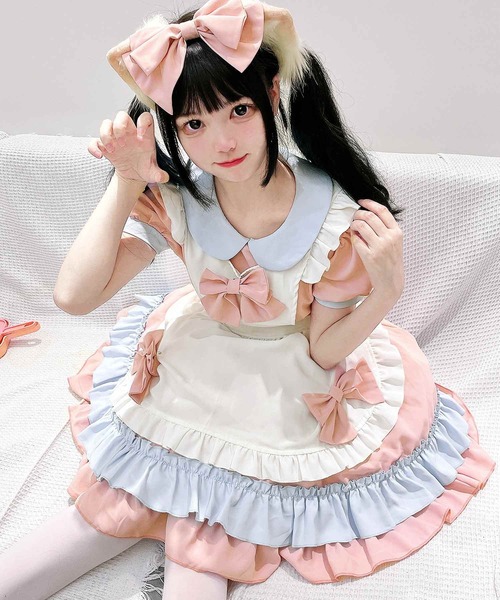 OSYAREVO(オシャレボ)の「コスプレ リボン×フリル メルヘンメイド服 レディース ホワイトデー 記念日(コスチューム/パーティーグッズ・レディース・ブラック/ブラウン/ピンク・SMALL/MEDIUM/LARGE/X-LARGE/XX-LARGE)」の10枚目の写真
