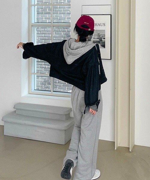 BEIDELLI（ベイデリー）の「[BELLIDE MADE] オーバーフィットクロップデニムジャケット（デニムジャケット・レディース・チャコールグレー/ブルー・FREE）」の9枚目の写真