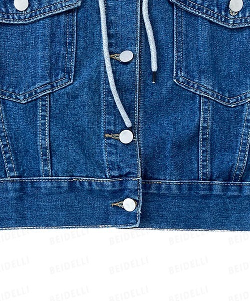 BEIDELLI（ベイデリー）の「[BELLIDE MADE] オーバーフィットクロップデニムジャケット（デニムジャケット・レディース・チャコールグレー/ブルー・FREE）」の4枚目の写真