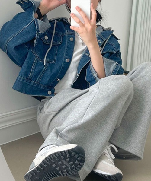 BEIDELLI（ベイデリー）の「[BELLIDE MADE] オーバーフィットクロップデニムジャケット（デニムジャケット・レディース・チャコールグレー/ブルー・FREE）」の10枚目の写真