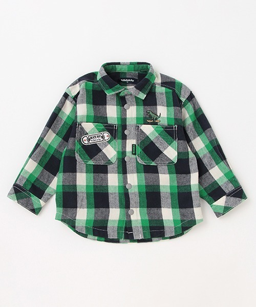 kladskap（クレードスコープ）の「恐竜チェック長袖シャツ（シャツ/ブラウス・キッズ・レッド/グリーン・90cm/110cm/120cm/130cm/100cm）」の2枚目の写真