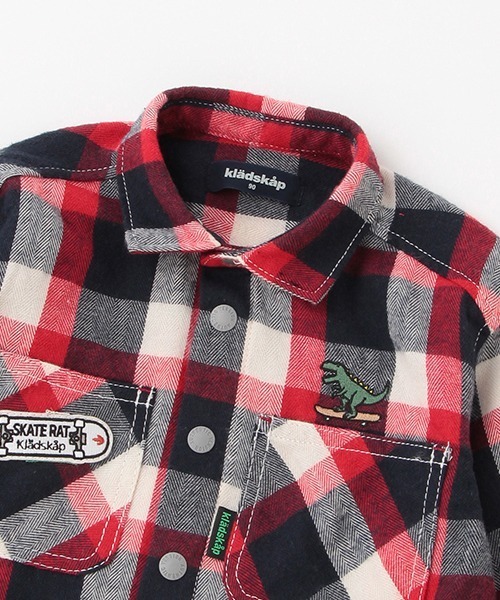 kladskap（クレードスコープ）の「恐竜チェック長袖シャツ（シャツ/ブラウス・キッズ・レッド/グリーン・90cm/110cm/120cm/130cm/100cm）」の10枚目の写真