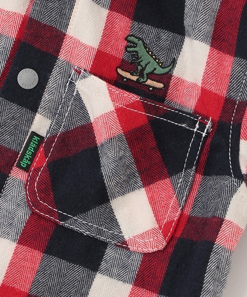 kladskap（クレードスコープ）の「恐竜チェック長袖シャツ（シャツ/ブラウス・キッズ・レッド/グリーン・90cm/110cm/120cm/130cm/100cm）」の4枚目の写真