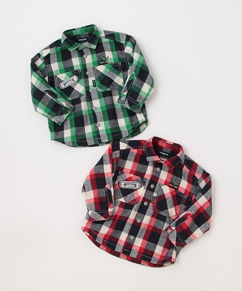 kladskap（クレードスコープ）の「恐竜チェック長袖シャツ（シャツ/ブラウス・キッズ・レッド/グリーン・90cm/110cm/120cm/130cm/100cm）」の7枚目の写真