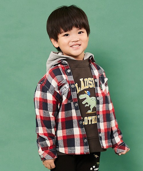 kladskap（クレードスコープ）の「恐竜チェック長袖シャツ（シャツ/ブラウス・キッズ・レッド/グリーン・90cm/110cm/120cm/130cm/100cm）」の13枚目の写真