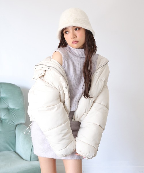 one after another NICE CLAUP（ワンアフターアナザーナイスクラップ）の「ニットミニワンピース（ワンピース・レディース・ラベンダー/アイボリー/杢グレー・FREE）」の9枚目の写真