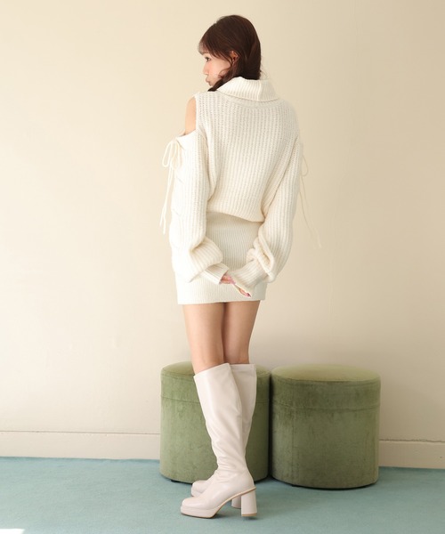 one after another NICE CLAUP（ワンアフターアナザーナイスクラップ）の「ニットミニワンピース（ワンピース・レディース・ラベンダー/アイボリー/杢グレー・FREE）」の13枚目の写真