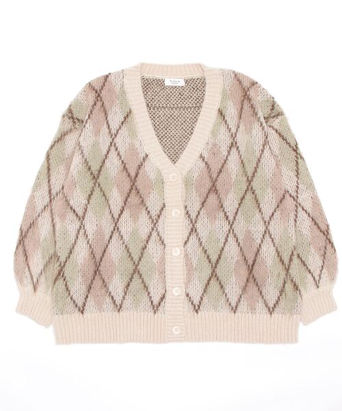 Te chichi TERRASSE（テチチテラス）の「起毛アーガイルカーディガン（カーディガン/ボレロ・レディース・グレー/オフホワイト/チャコール・ﾌﾘ-）」の2枚目の写真