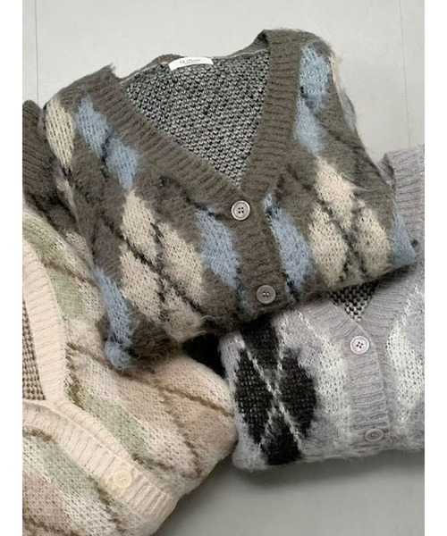 Te chichi TERRASSE（テチチテラス）の「起毛アーガイルカーディガン