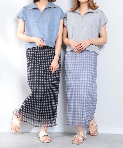 mil(ミル)の「シアーギンガムチェックスカート(スカート・レディース・ブラック/ブルー/モカ・XS/S/M)」の22枚目の写真