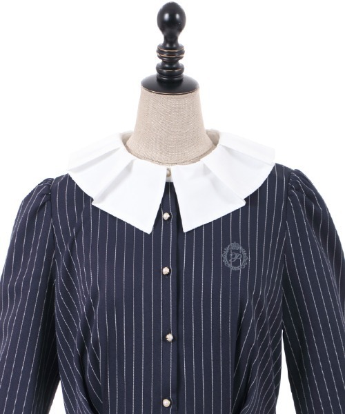 アクシーズファムポエテック♡プリーツ襟ストライプワンピース axes femme POETIQUE（アクシーズファムポエティック）の