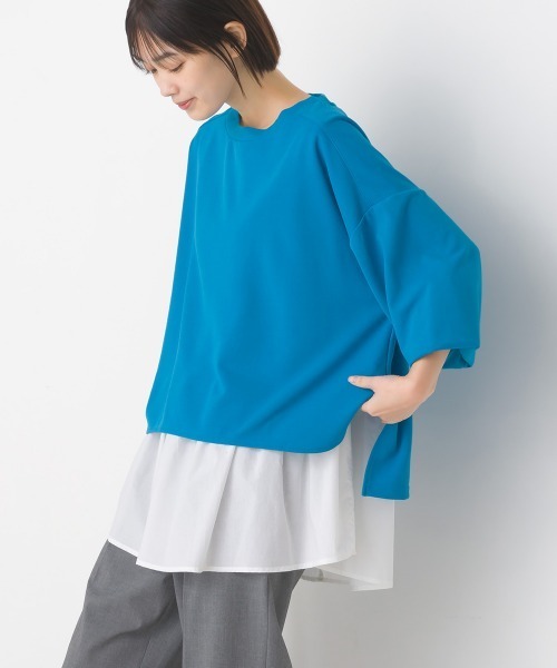 OMNES（オムネス）の「梨地ショート丈裾フレアアンサンブル長袖（アンサンブル・レディース・ブラック/ベージュ/アイボリー/ブルー/グリーン/ピンク・FREE）」の6枚目の写真