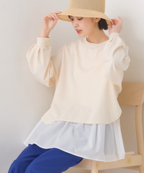 OMNES（オムネス）の「梨地ショート丈裾フレアアンサンブル長袖（アンサンブル・レディース・ブラック/ベージュ/アイボリー/ブルー/グリーン/ピンク・FREE）」の2枚目の写真