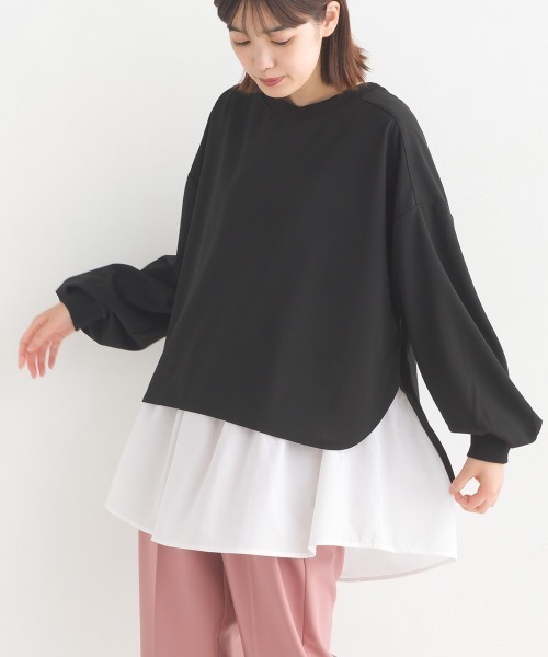 OMNES（オムネス）の「梨地ショート丈裾フレアアンサンブル長袖（アンサンブル・レディース・ブラック/ベージュ/アイボリー/ブルー/グリーン/ピンク・FREE）」の3枚目の写真