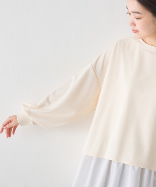 OMNES（オムネス）の「梨地ショート丈裾フレアアンサンブル長袖（アンサンブル・レディース・ブラック/ベージュ/アイボリー/ブルー/グリーン/ピンク・FREE）」の7枚目の写真