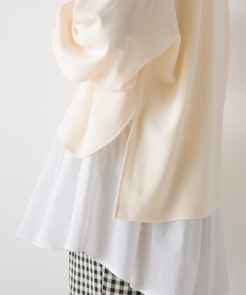 OMNES（オムネス）の「梨地ショート丈裾フレアアンサンブル長袖（アンサンブル・レディース・ブラック/ベージュ/アイボリー/ブルー/グリーン/ピンク・FREE）」の8枚目の写真