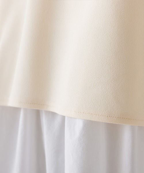 OMNES（オムネス）の「梨地ショート丈裾フレアアンサンブル長袖（アンサンブル・レディース・ブラック/ベージュ/アイボリー/ブルー/グリーン/ピンク・FREE）」の10枚目の写真