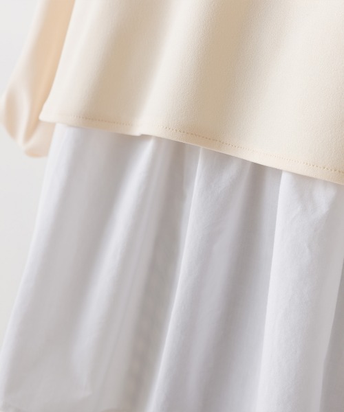 OMNES（オムネス）の「梨地ショート丈裾フレアアンサンブル長袖（アンサンブル・レディース・ブラック/ベージュ/アイボリー/ブルー/グリーン/ピンク・FREE）」の11枚目の写真