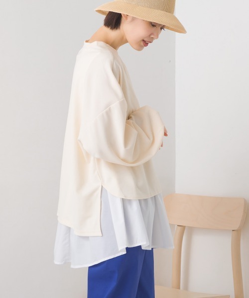 OMNES（オムネス）の「梨地ショート丈裾フレアアンサンブル長袖（アンサンブル・レディース・ブラック/ベージュ/アイボリー/ブルー/グリーン/ピンク・FREE）」の12枚目の写真