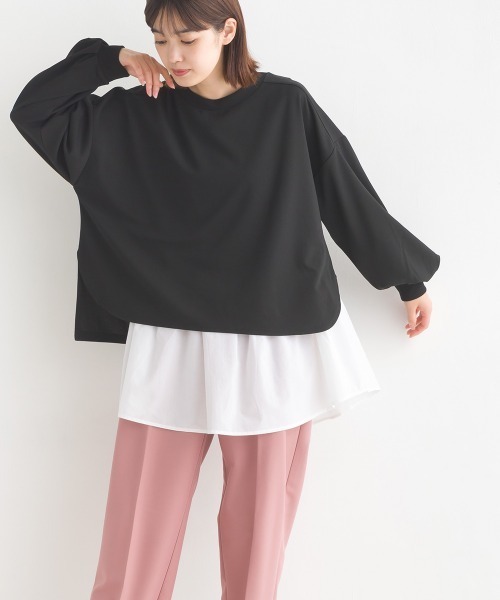 OMNES（オムネス）の「梨地ショート丈裾フレアアンサンブル長袖（アンサンブル・レディース・ブラック/ベージュ/アイボリー/ブルー/グリーン/ピンク・FREE）」の17枚目の写真