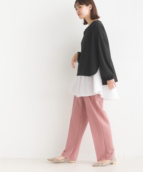 OMNES（オムネス）の「梨地ショート丈裾フレアアンサンブル長袖（アンサンブル・レディース・ブラック/ベージュ/アイボリー/ブルー/グリーン/ピンク・FREE）」の20枚目の写真