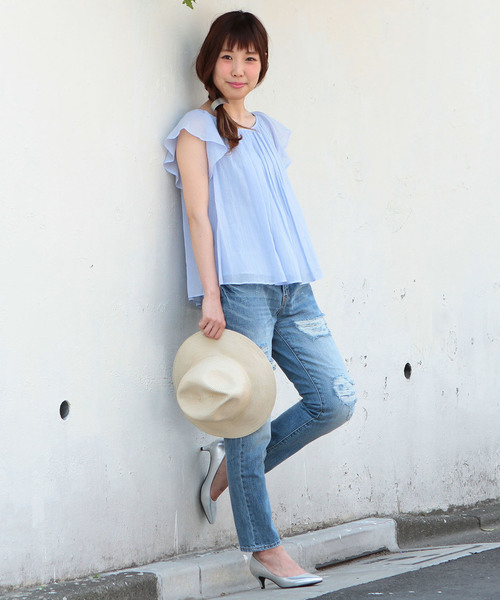 Another Edition（アナザーエディション）の「ダメージ5ポケットデニム/AEBC C DAMAGE 5POC◆（デニムパンツ・レディース・ホワイト/コバルトブルー・MEDIUM/SMALL）」の17枚目の写真