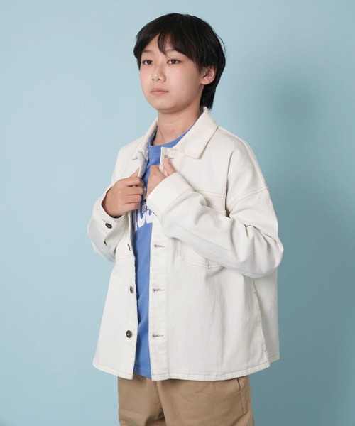 GLAZOS(グラソス)の「ビンテージ加工・デニムブルゾン【セットアップ対応】(ブルゾン・キッズ・インディゴブルー/ホワイト/ブルー・160cm/170cm/150cm/140cm)」の2枚目の写真