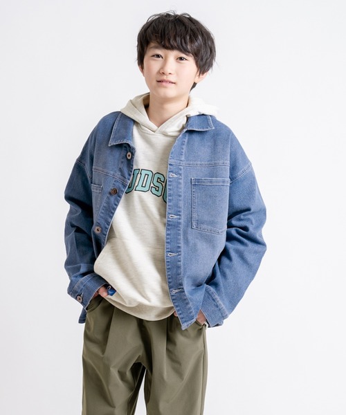 GLAZOS(グラソス)の「ビンテージ加工・デニムブルゾン【セットアップ対応】(ブルゾン・キッズ・インディゴブルー/ホワイト/ブルー・160cm/170cm/150cm/140cm)」の1枚目の写真