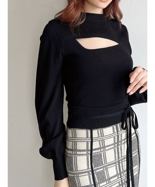 RESEXXY（リゼクシー）の「フロントオープンニットトップス（ニット/セーター・レディース・ベージュ/ブラック/オフホワイト・FREE）」の3枚目の写真