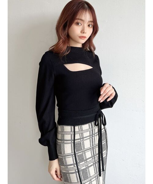 RESEXXY（リゼクシー）の「フロントオープンニットトップス（ニット/セーター・レディース・ベージュ/ブラック/オフホワイト・FREE）」の8枚目の写真