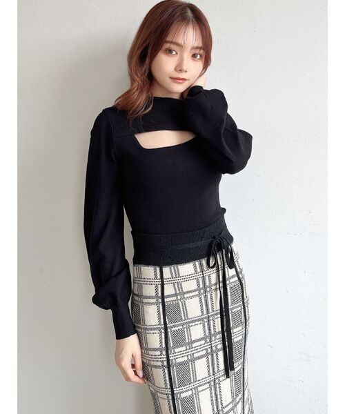 RESEXXY（リゼクシー）の「フロントオープンニットトップス（ニット/セーター・レディース・ベージュ/ブラック/オフホワイト・FREE）」の9枚目の写真