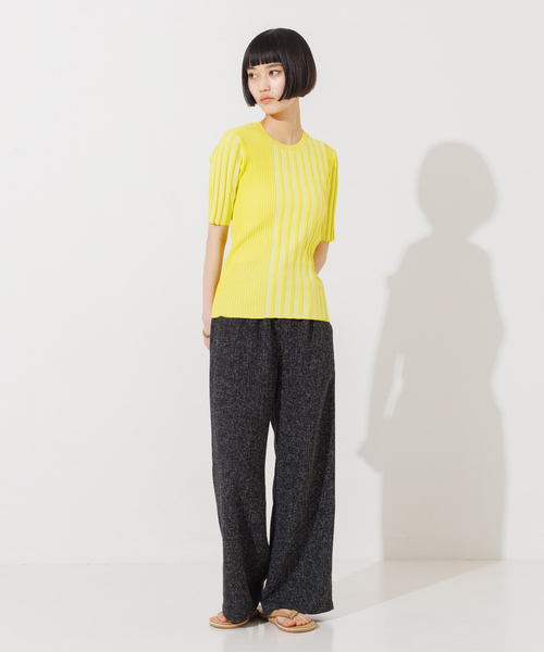 NOMINE(ノミネ)の「ミックスリブニットプルオーバー(ニット/セーター・レディース・イエロー/ブラック/グリーン・フリー)」の19枚目の写真