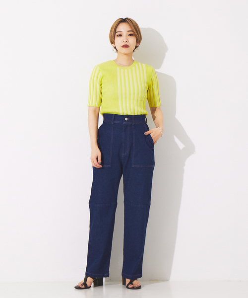 NOMINE(ノミネ)の「ミックスリブニットプルオーバー(ニット/セーター・レディース・イエロー/ブラック/グリーン・フリー)」の20枚目の写真
