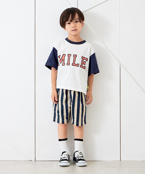 MAKE YOUR DAY（メイクユアデイ）の「5.5分丈ストライプイージーパンツ■80～140cm（その他パンツ・キッズ・ネイビー/ブラウン・140/100/90/110/80/130/120）」の8枚目の写真