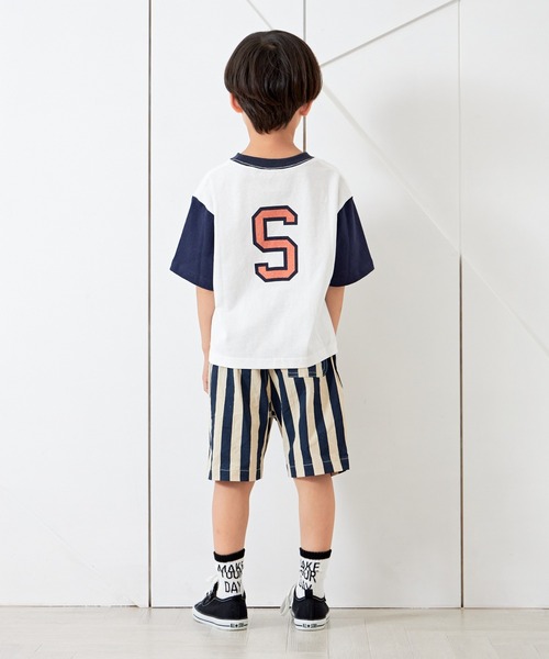 MAKE YOUR DAY（メイクユアデイ）の「5.5分丈ストライプイージーパンツ■80～140cm（その他パンツ・キッズ・ネイビー/ブラウン・140/100/90/110/80/130/120）」の9枚目の写真