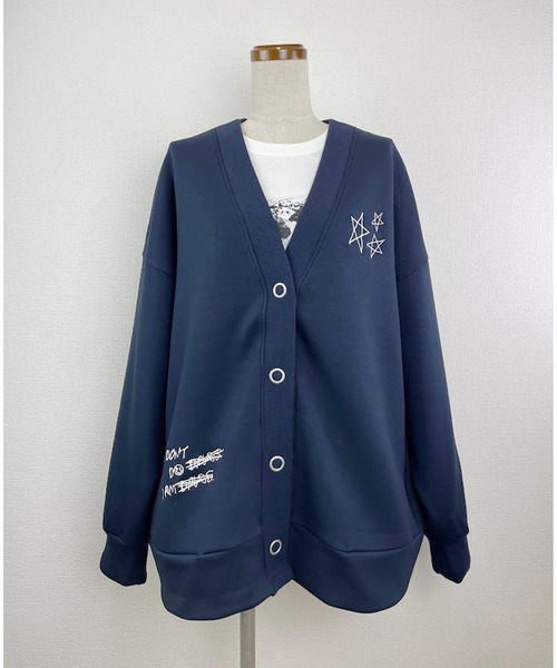 WORLD WIDE LOVE!（ワールドワイドラブ）の「ダンボールカーデ（カーディガン/ボレロ・レディース・カーキ/ネイビー/コーラル・1）」の3枚目の写真