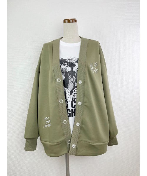 WORLD WIDE LOVE!（ワールドワイドラブ）の「ダンボールカーデ（カーディガン/ボレロ・レディース・カーキ/ネイビー/コーラル・1）」の2枚目の写真