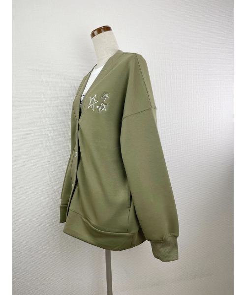 WORLD WIDE LOVE!（ワールドワイドラブ）の「ダンボールカーデ（カーディガン/ボレロ・レディース・カーキ/ネイビー/コーラル・1）」の16枚目の写真